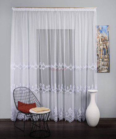 Perdea tulle brodat alb