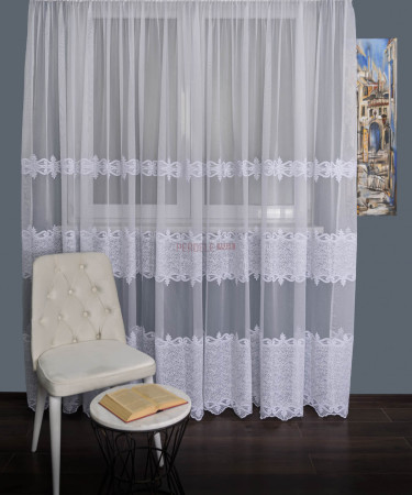 Perdea tulle brodat alb