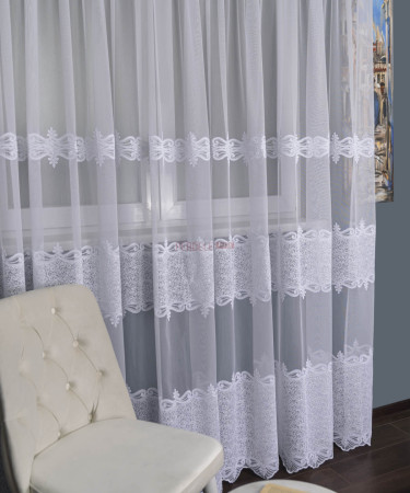 Perdea tulle brodat alb Perdea tulle brodat alb