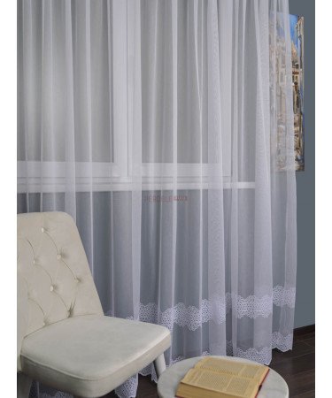 Perdea tulle brodat alb Perdea tulle brodat alb