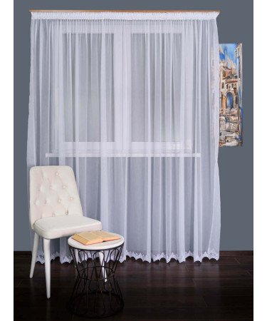 Perdea tulle brodat alb