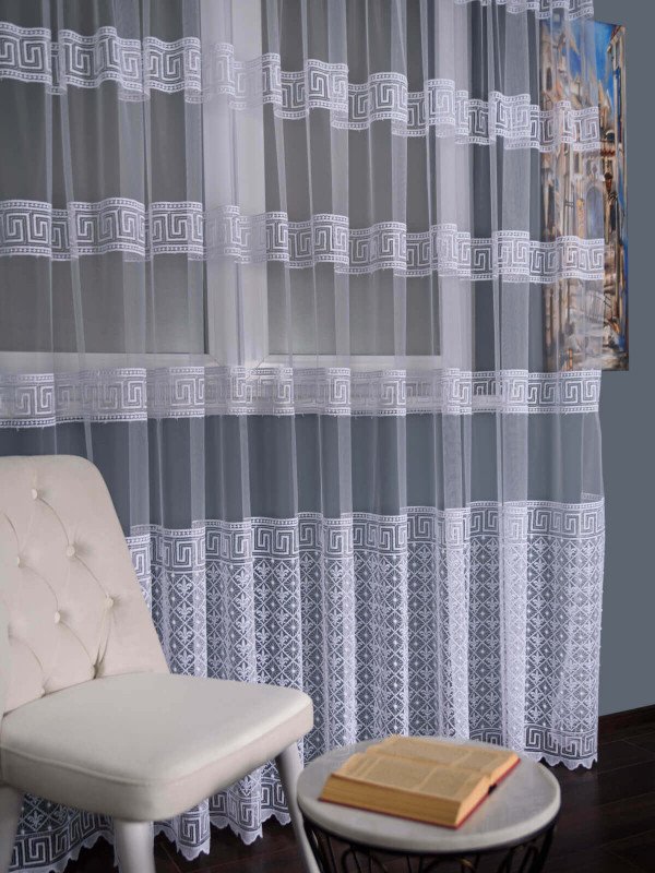 Perdea tulle brodat alb