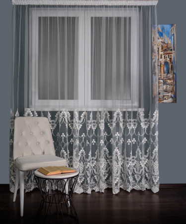 Perdea tulle brodat crem