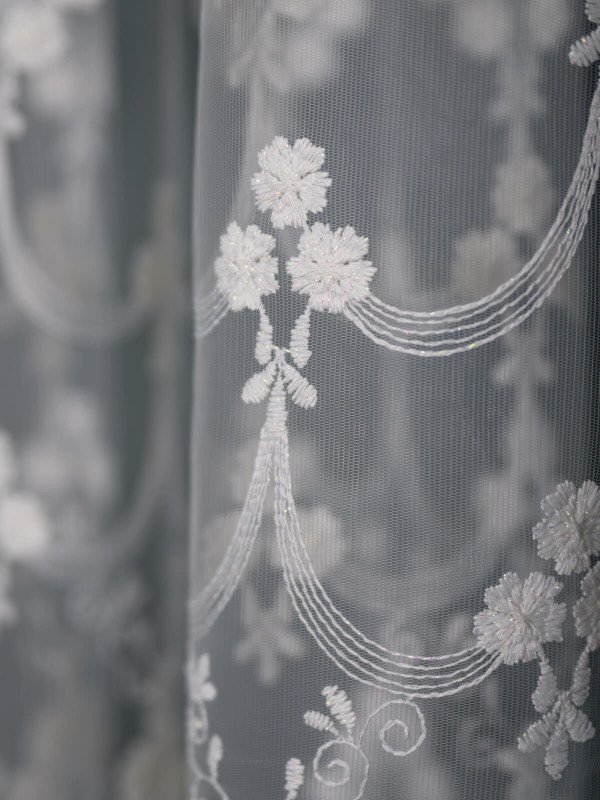 Perdea tulle brodat crem