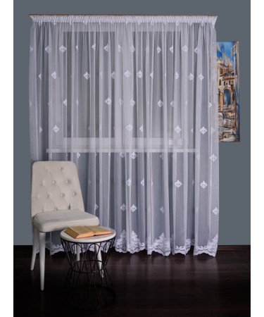 Perdea tulle brodat alb