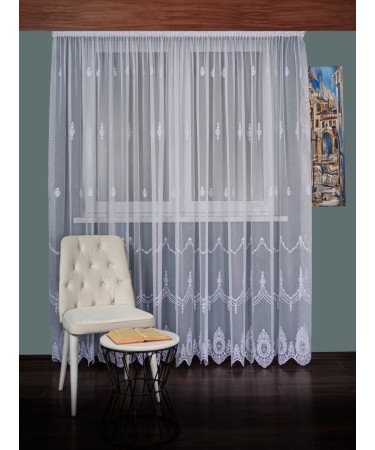 Perdea tulle brodat alb