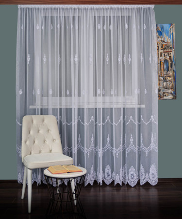 Perdea tulle brodat alb