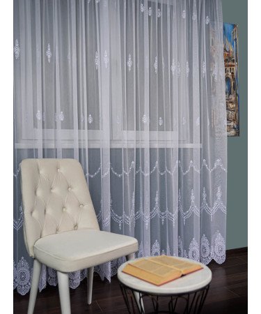 Perdea tulle brodat alb