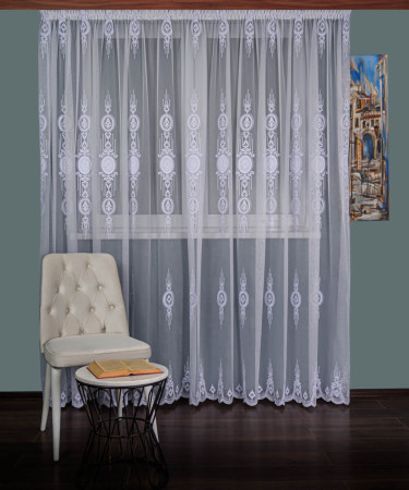 Perdea tulle brodat alb