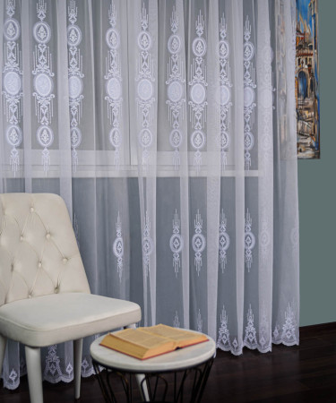 Perdea tulle brodat alb Perdea tulle brodat alb