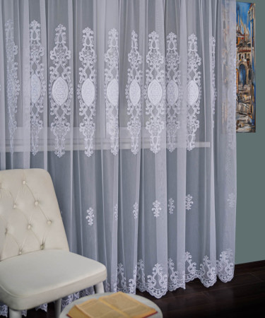 Perdea tulle brodat alb Perdea tulle brodat alb