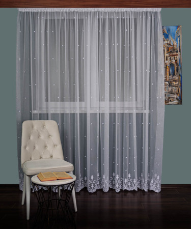 Perdea tulle brodat alb