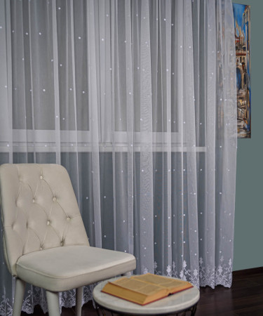 Perdea tulle brodat alb Perdea tulle brodat alb