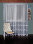 Perdea tulle brodat, alb