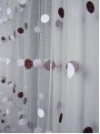 Perdea tulle brodat, alb/grena