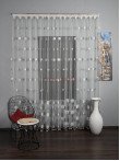 Perdea tulle brodat, alb/gri