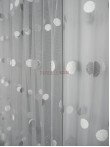 Perdea tulle brodat, alb/gri