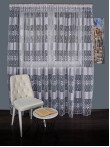 Perdea tulle brodat alb/gri
