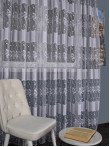 Perdea tulle brodat alb/gri