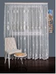 Perdea tulle brodat alb/gri