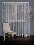 Perdea tulle brodat alb/gri