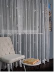 Perdea tulle brodat alb/gri