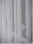 Perdea tulle brodat alb/gri