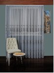 Perdea tulle brodat alb/gri