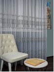 Perdea tulle brodat alb/gri
