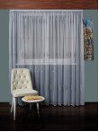 Perdea tulle brodat alb/gri