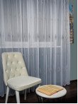 Perdea tulle brodat alb/gri