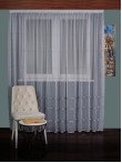 Perdea tulle brodat alb/gri