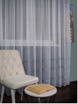 Perdea tulle brodat alb/gri