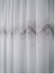 Perdea tulle brodat, alb/gri