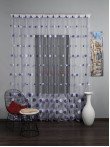 Perdea tulle brodat, alb/mov