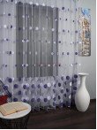 Perdea tulle brodat, alb/mov
