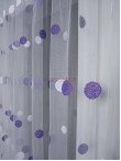 Perdea tulle brodat, alb/mov