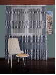 Perdea tulle brodat alb/negru