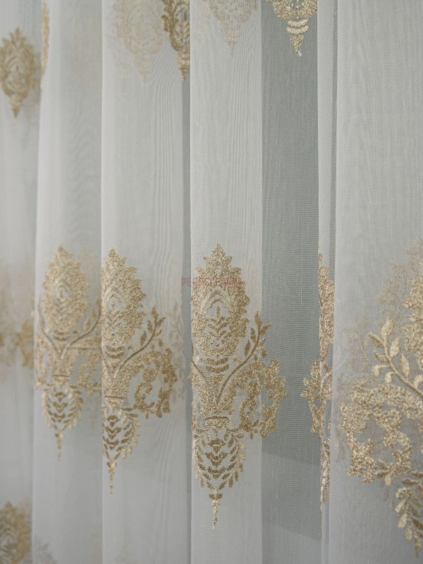 Perdea tulle brodat auriu