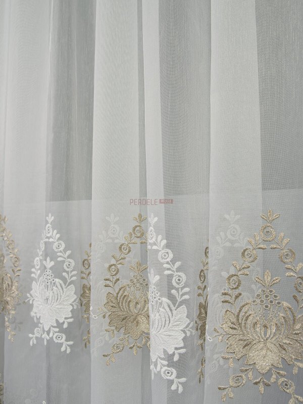 Perdea tulle brodat auriu