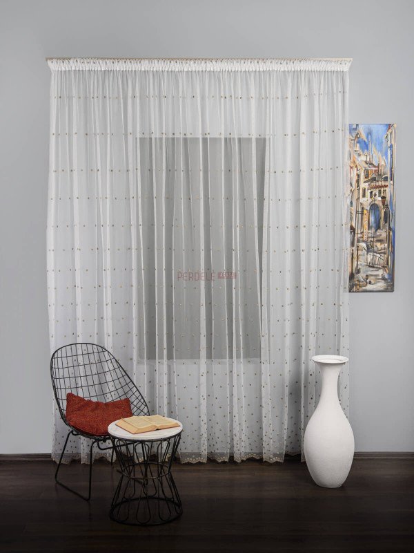 Perdea tulle brodat bej