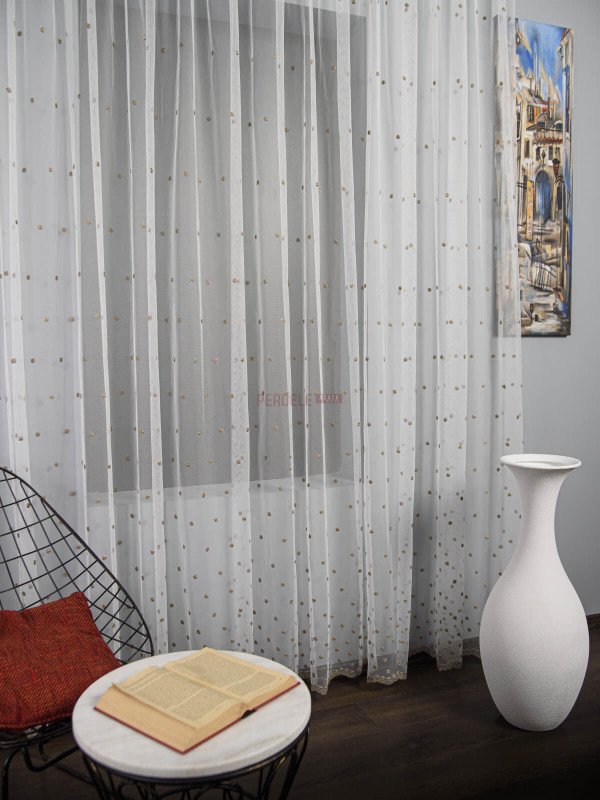 Perdea tulle brodat bej