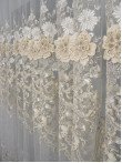 Perdea tulle brodat crem auriu