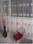 Perdea tulle brodat,crem,bej