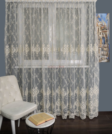 Perdea tulle brodat crem