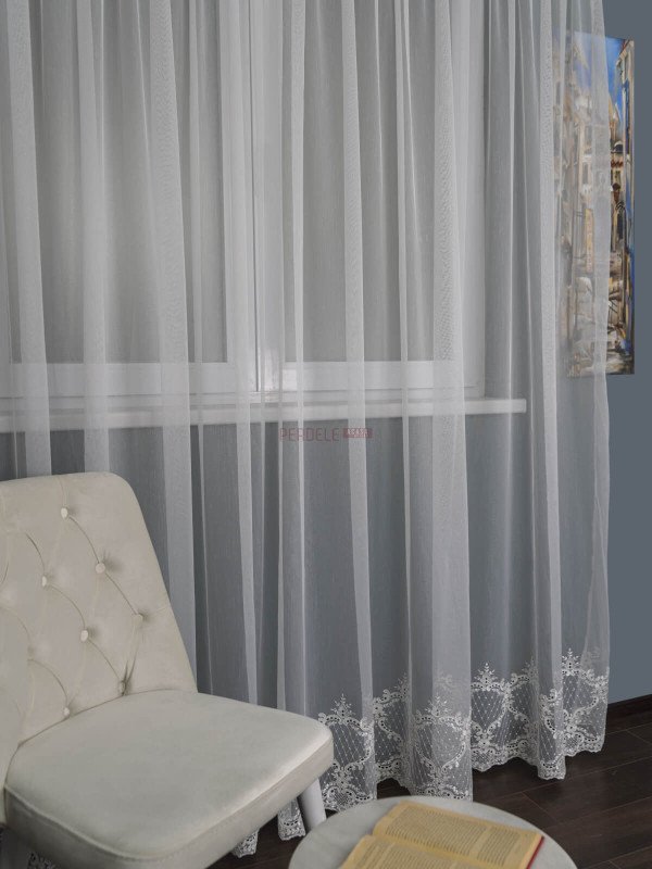 Perdea tulle brodat crem