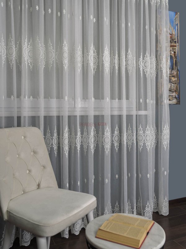 Perdea tulle brodat crem