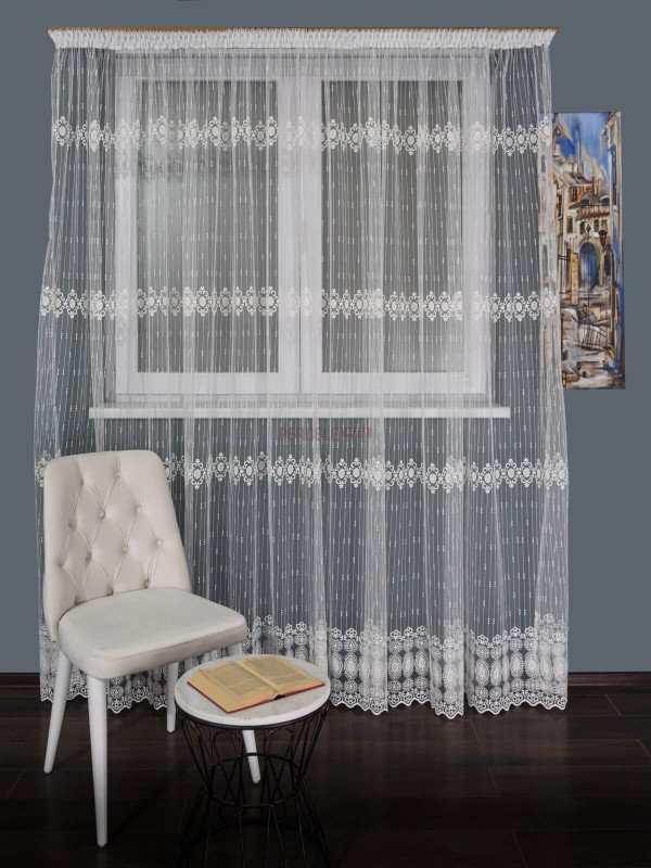 Perdea tulle brodat crem