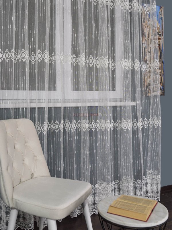 Perdea tulle brodat crem