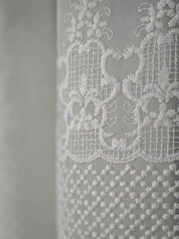 Perdea tulle brodat, crem